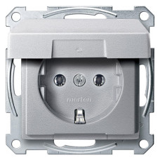 Механизм розетки SCHUKO с крышкой, заземляющим контактом, IP44, алюминий, System M Merten Schneider Electric ,MTN2311-0460