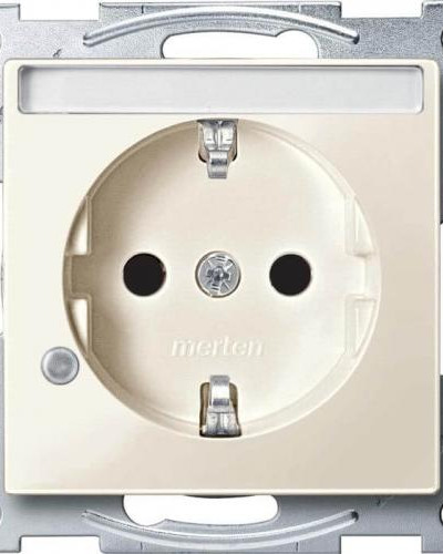 Механізм розетки SCHUKO з кришкою з захисними шторками  IP44 ,Бежевий ,Merten 	
System M Schneider Electric MTN2310-0344
