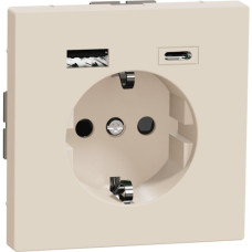 Розетка SCHUKO з подвійною USB-
 зарядкою, 3 А, тип А+С, Сахара, D-Life Scheider Electric MTN2367-6033