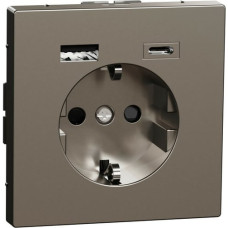 Розетка SCHUKO з подвійною USB-
 зарядкою, 3 А, тип А+С, нержавіюча сталь, D-Life Schneider Electric MTN2367-6036