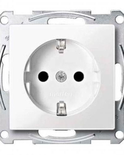 Механизм розетки SHUKO с защитными шторками, полярно-белый, Merten System M Schneider Electric MTN2301-0319