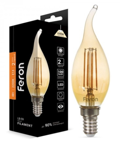 Светодиодная лампа Feron Filament LB-59 4Вт E14 2200K свеча на ветру