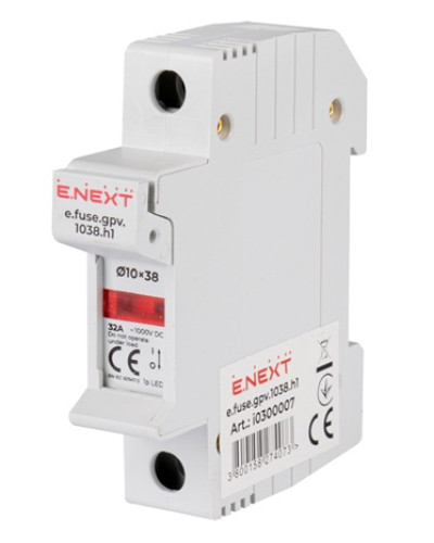 Держатель предохранителя на DIN-рейку e.fuse.gpv.1038.h1, gPV, под предохранитель 10х38, 1р, 32А
