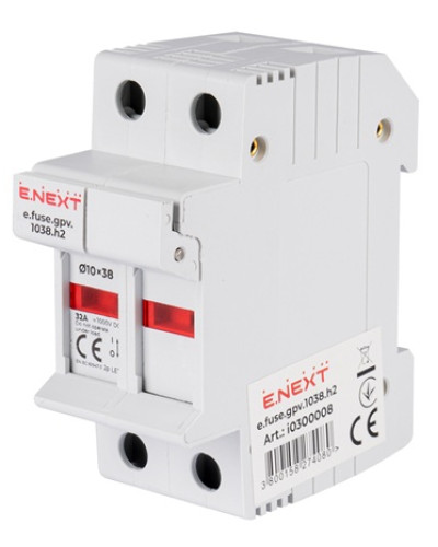 Держатель предохранителя на DIN-рейку e.fuse.gpv.1038.h2, gPV, под предохранитель 10х38, 2р, 32А