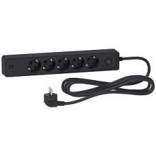УДЛИНИТЕЛЬ UNICA EXTEND НА 5 РОЗЕТОК С ЗЕЗЕМЛЕНИЕМ+2*USB-РОЗЕТКИ, 3М, ЧЕРНЫЙ