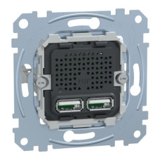 Механизм USB зарядного устройства с 2-мя разъемами 2,1F (2x1,05А), Merten System M Schneider Electric MTN4366-0100