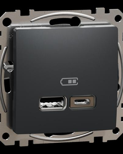 USB розетка тип A+C 2,4A Черный Sedna Design Schneider Electric SDD114402