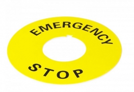 Табличка маркувальна EMERGENCY STOP  жовта кругла для кнопок XB2