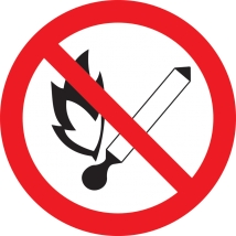 Самокл. етикетка Ф180мм "Запрещается пользоваться открытым огнем и курить"