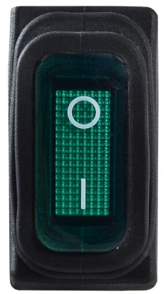 KCD3-101W GR/B  Перемикач 1 клав. зелений вологозахищений