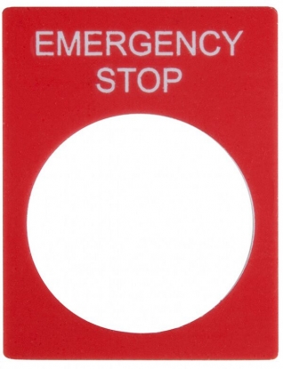 Табличка маркувальна EMERGENCY STOP червона прямокутна для кнопок XB2
