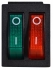 KCD2-2101N GR+R/B 220V Перемикач 2 клав. зелений+червоний з підсвічуванням
